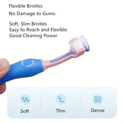 Pet Toothbrush for Teeth Cleaning, Bad Breath Care Supplies, 3-Sided Brush