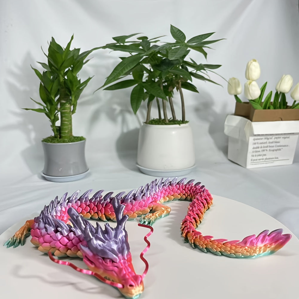 Flexible 3D Printed Dragon Figurine Multicolor Decor Gift