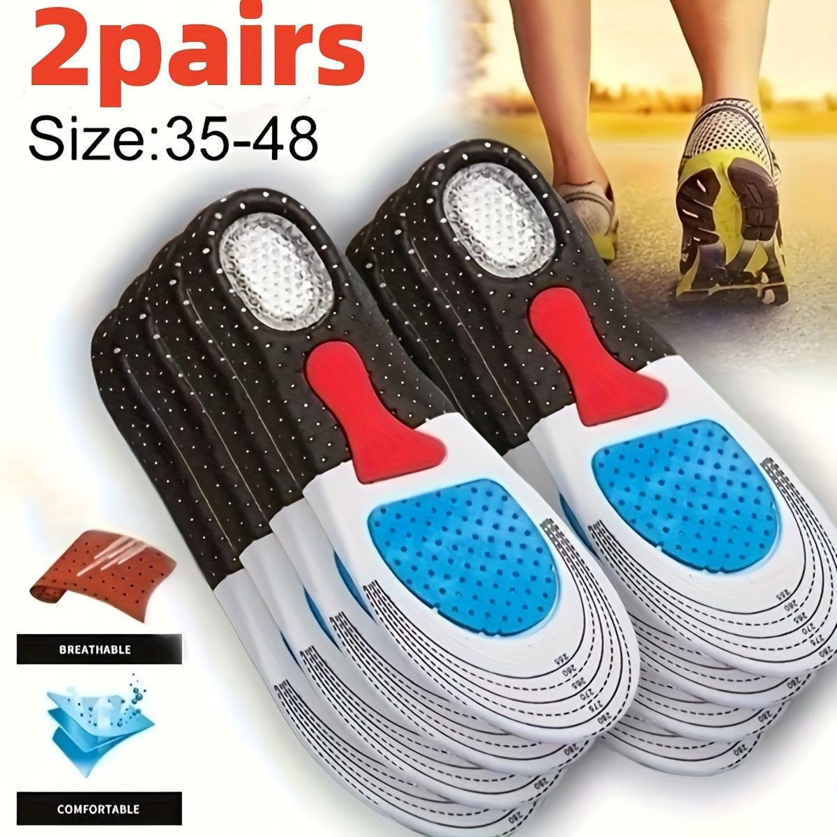 Silicone Shock Absorbing Insoles for Foot Pain Relief