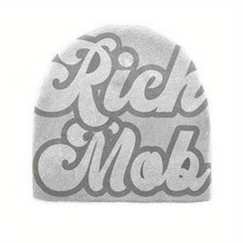 Letter Rich Jacquard Y2K Beanie Candy Hip Hop Knit Hat Warm