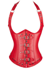  Punk Shapewear PU Leather Halter Underbust Corset