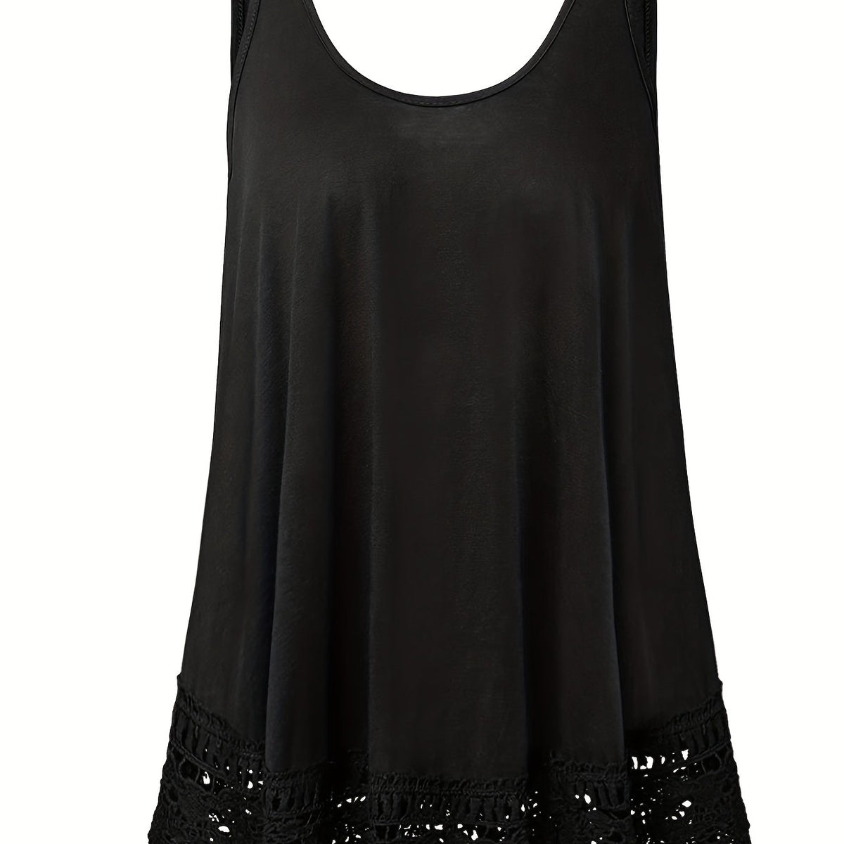  Solid Lace Trim Tank Top