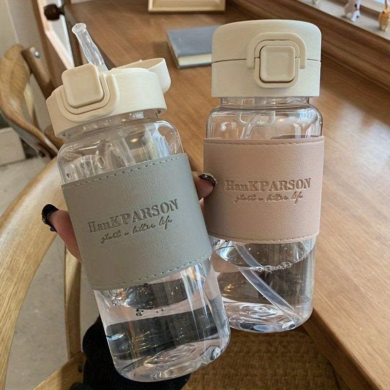 500ml Clear Plastic Water Cup with Straw for Sports Fitness