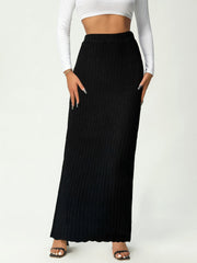 High Waist Scallop Trim Long Skirt for Women