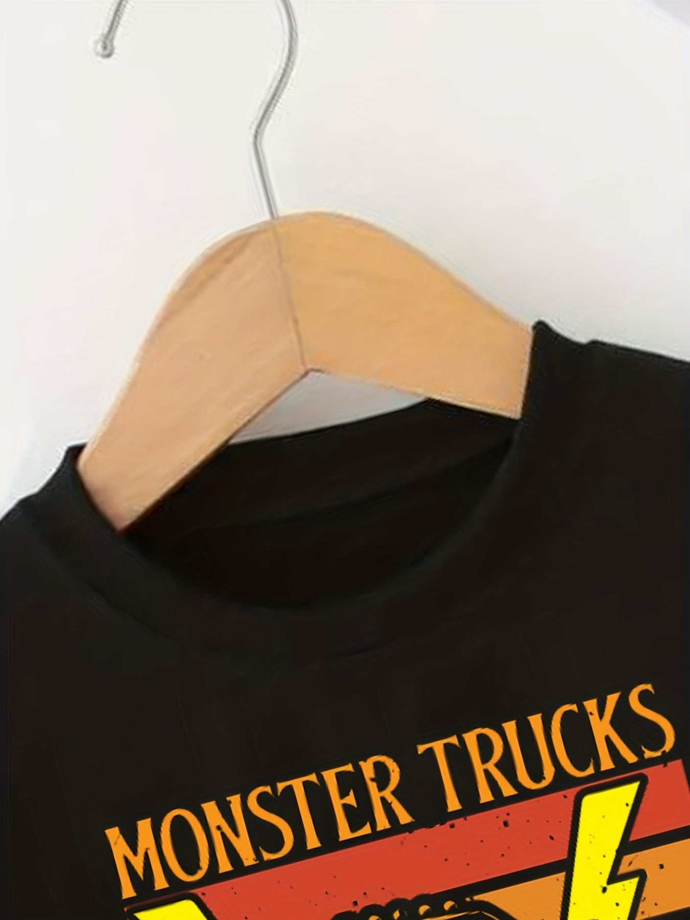 Colorful Monster Truck Print Boys Casual Pullover Sweatshirt