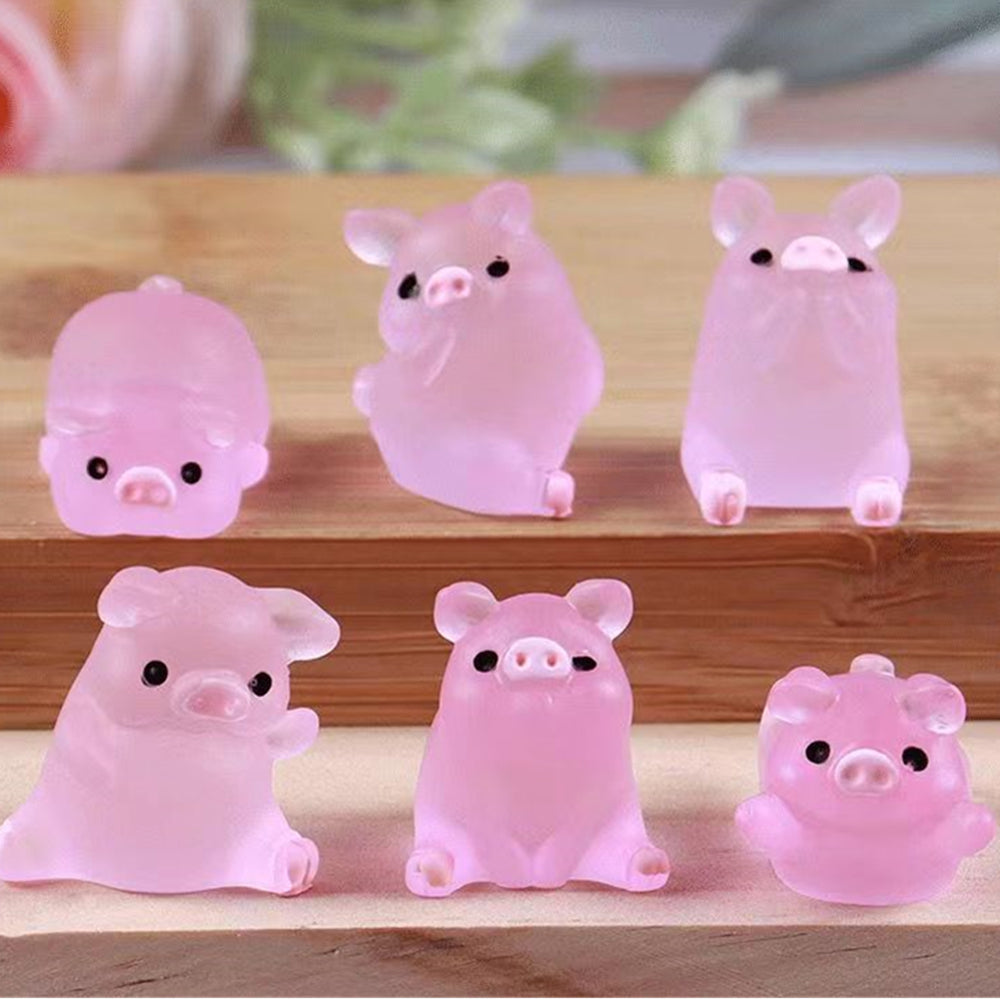 6pcs Mini Resin Piglets for Magical Garden Glow