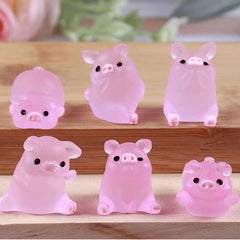 6pcs Mini Resin Piglets for Magical Garden Glow