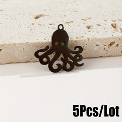 5PCS Stainless Steel Octopus Charms For DIY Jewelry Making
