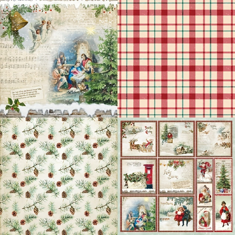 DIY Album Scrapbook Vintage Christmas Background Paper 6 inch