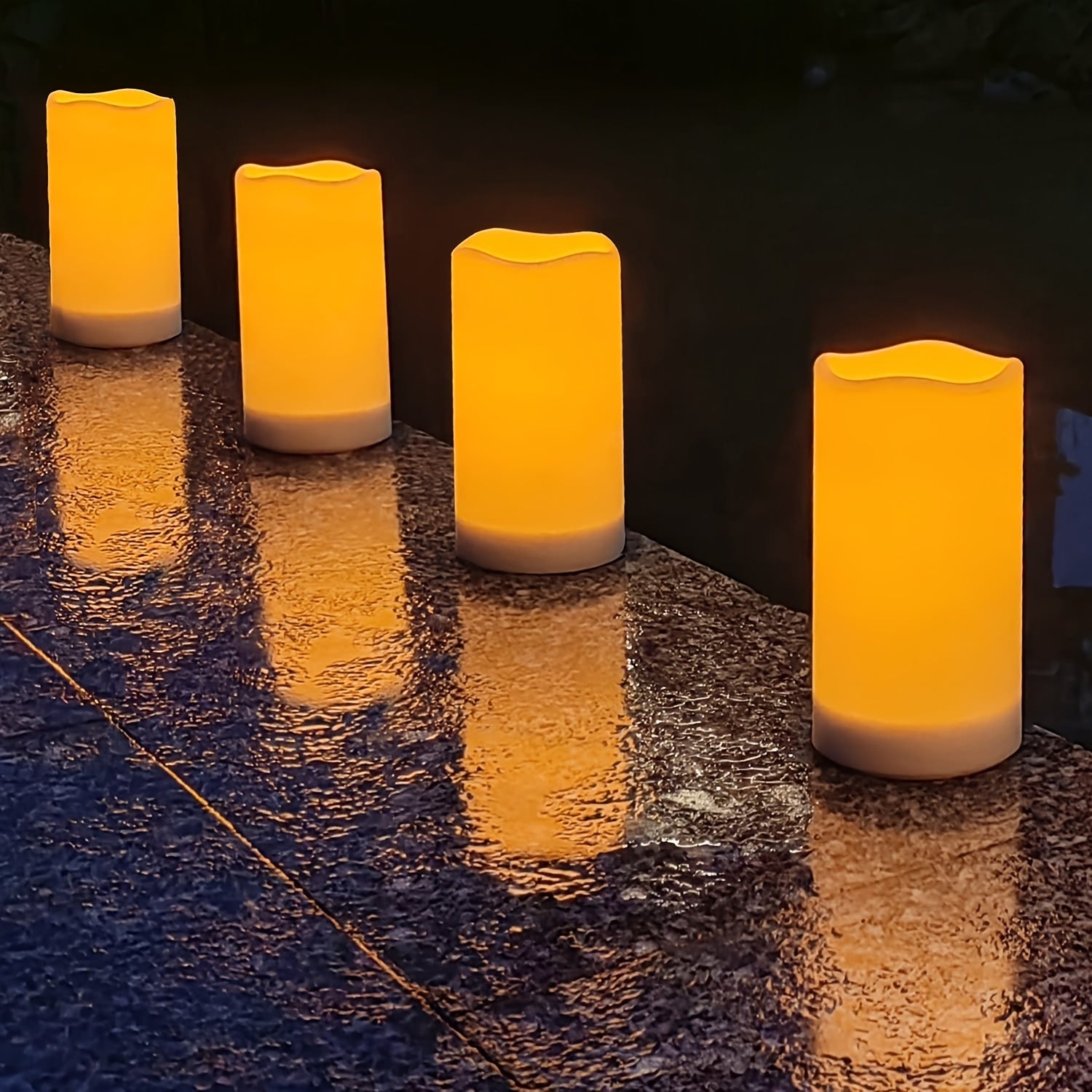 Set of 2 Waterproof Outdoor Solar Candles - Rechargeable