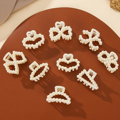 9pcs Set Small Hair Claw Bowknot Faux Pearl Clip Hair Accessories for Women