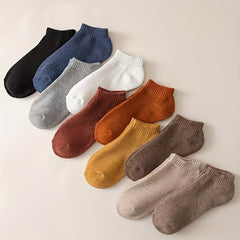 10 Pairs Women's Low Cut Ankle Socks Solid Soft & Comfy Stockings