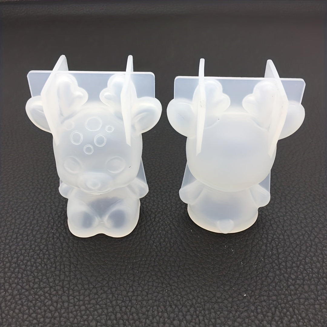 3D Mirror Christmas Deer Silicone Mold Aromatherapy Gypsum Ornament
