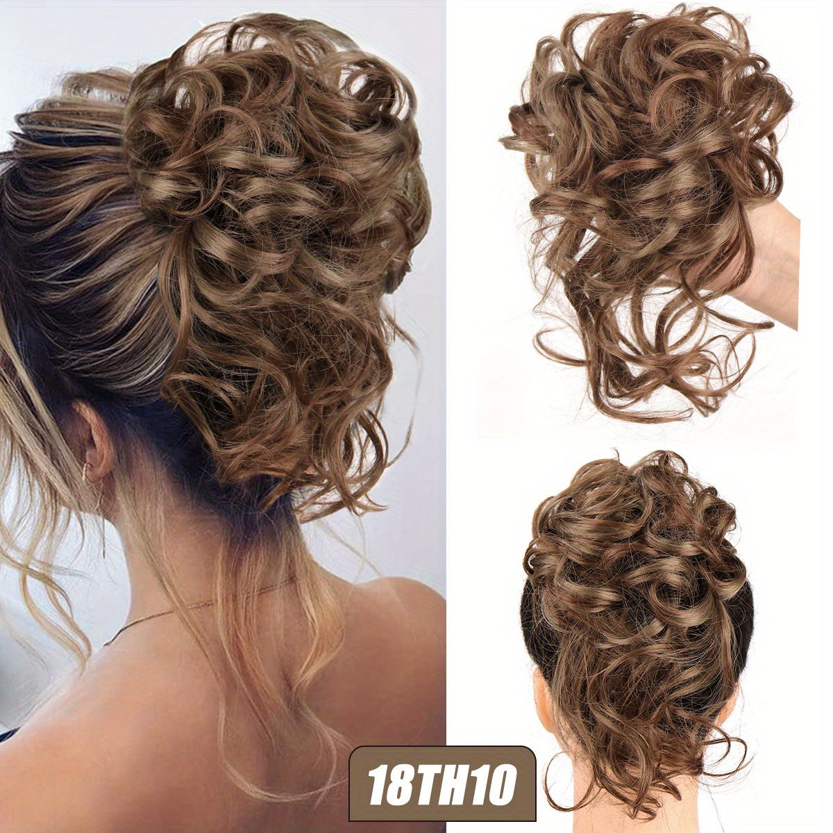 Women's Curly Hair Bun Chignon for Wedding Daily Use