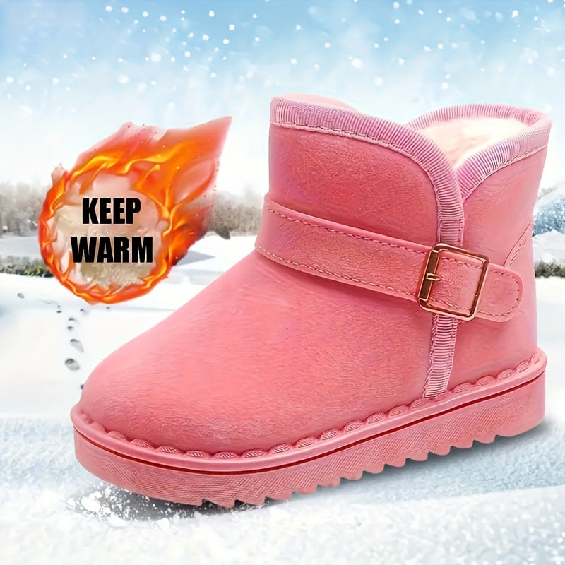 Girls' Cozy Slip-On Snow Boots with Fleece Lining