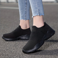 Women's Breathable Knit Sneakers Casual Slip On Outdoor Shoes Lightweight