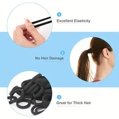 100pcs Soft Nylon Rubber Band Ponytail Holder Elastic Hair Ties Hair Accessories