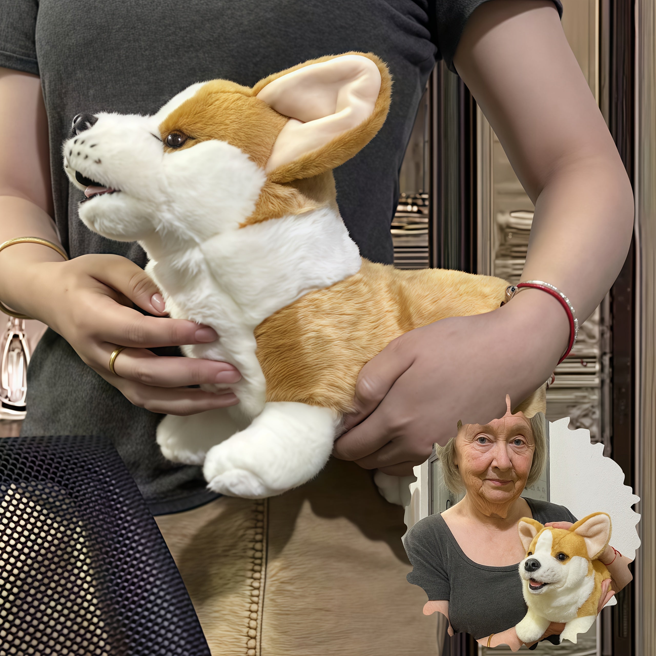JIAJCHUF Corgi Plush Stuffed Animal Soft Fluffy Corgi Dog Doll