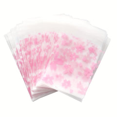 200pcs Frosted Cherry Flowers Glass Paper Bags - Self Adhesive