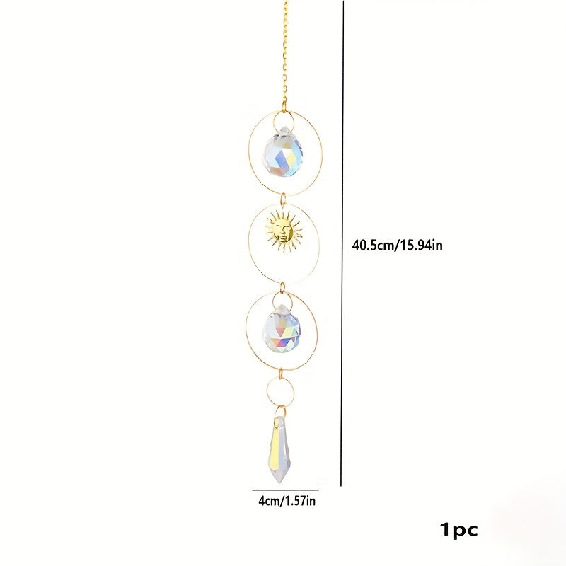 Crystal Sun Catcher Wind Chime Metal Pendant Home Decoration Car Hanging