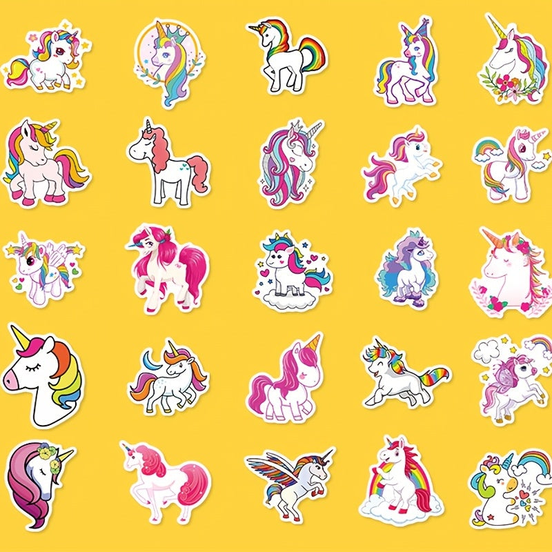 50pcs Unicorn Stickers Waterproof Vinyl Sticker Pack for Girls DIY Decoration
