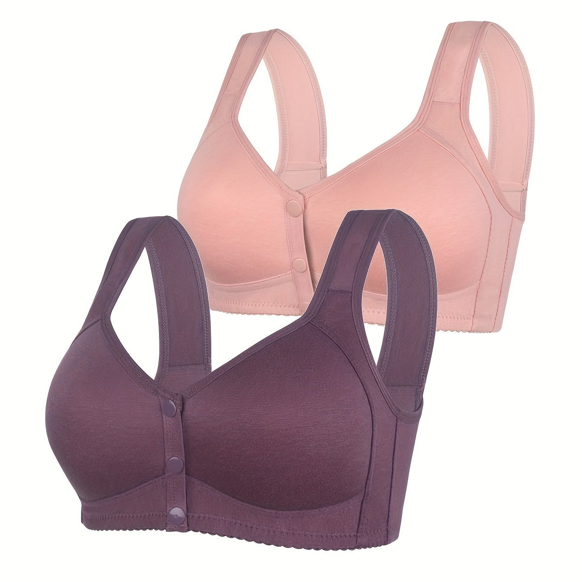 2pcs Front Closure Wireless Push Up Bras Women's Lingerie & Underwear