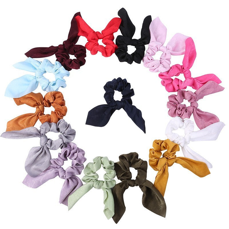 15pcs Bunny Ear Bow Scrunchies Hair Ties Bands