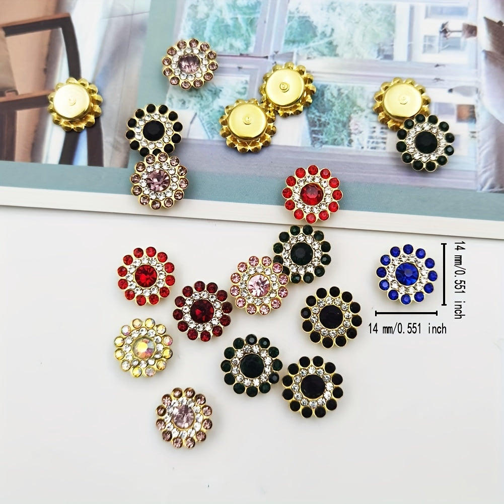 120pcs Sunflower Crystal Glass Sew On Rhinestone 14mm
