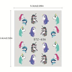 Unicorn & Mermaid Nail Art Stickers Water Print for Magical Manicure