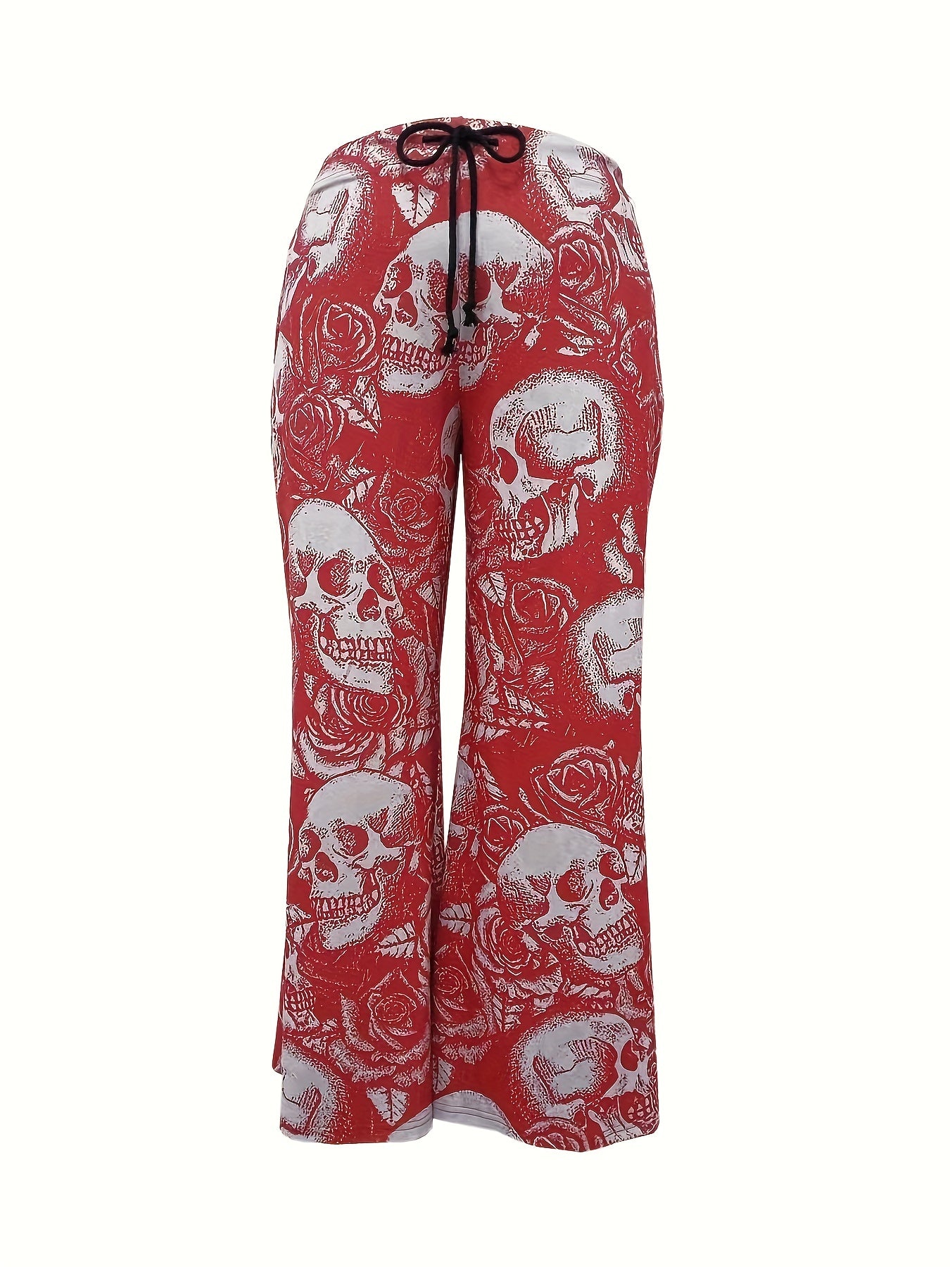  Halloween Skull Print Wide Leg Pants