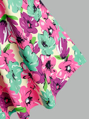  Flower Pattern Cami Top High Stretch Casual Cami Top