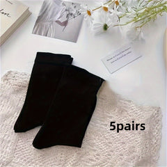 5 Pairs Comfy & Soft Mid Tube Women's Socks