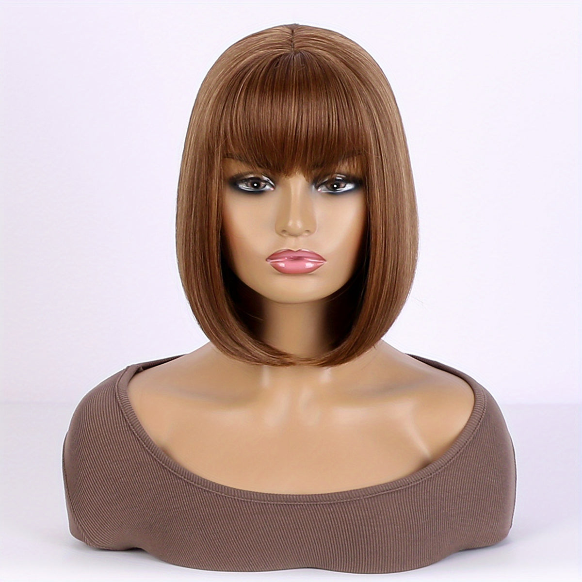 Short Straight Bob Wig With Bangs Synthetic Wig 12inch Cosplay Wigs