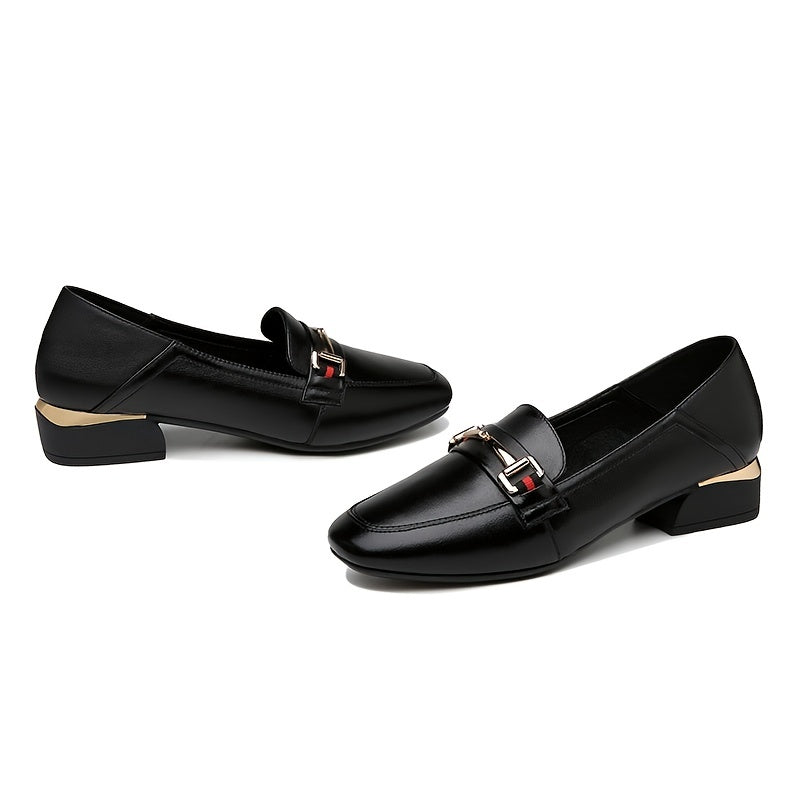 Women's Metal Decor Loafers Low Heeled Slip On Shoes