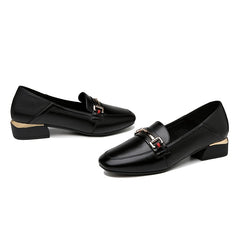 Women's Metal Decor Loafers Low Heeled Slip On Shoes