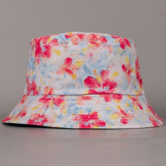 Women's Reversible Bucket Hat Red Flowers Lightweight Sun Fisherman Cap