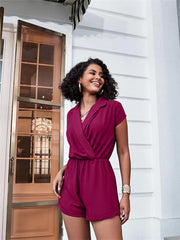 Women's Surplice Front Batwing Sleeve Solid Jumpsuit