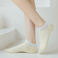 10 Pairs Ribbed Ankle Socks Comfy Breathable All-match Women's Stockings
