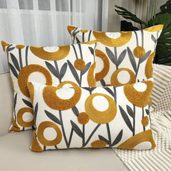 Flower Decorative Throw Pillow Cover Jacquard Square Cushion Cozy Pillowcase