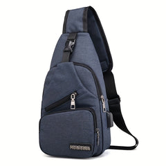Men's Waterproof Crossbody Bag USB Charging Outdoor Chest Bag