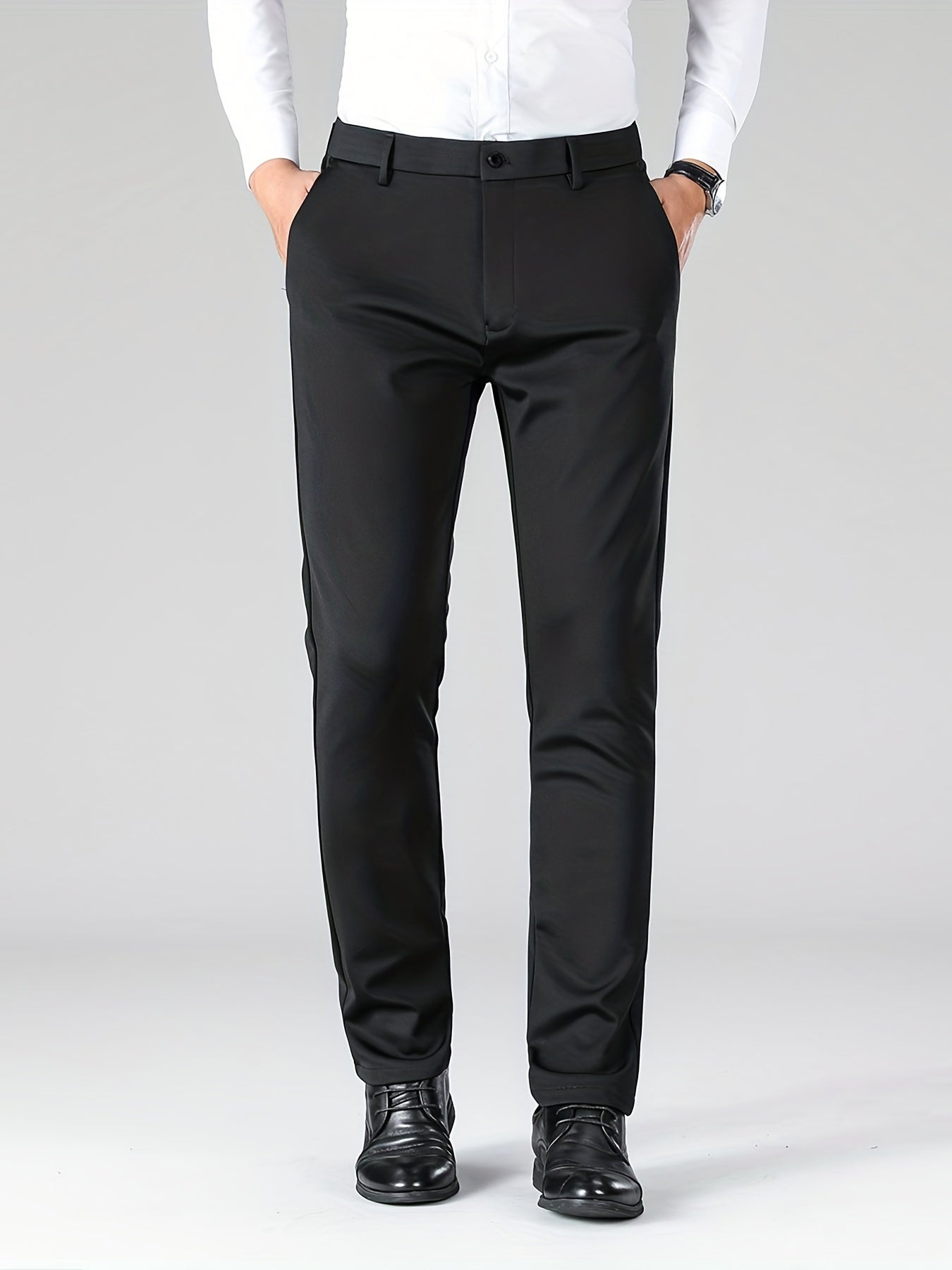 Men's Stretch Business Pants Straight Leg Wrinkle-resistant Trousers
