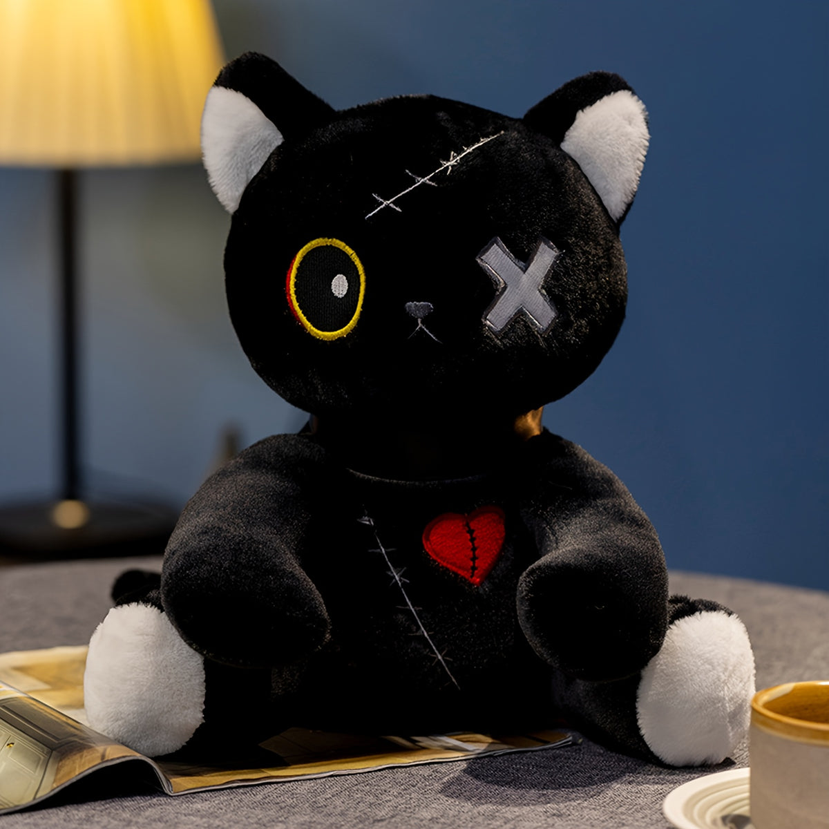 HALLOTOY Emotional Support Cat Plush Toy Extra Stuffed Soft Cuddly Companion