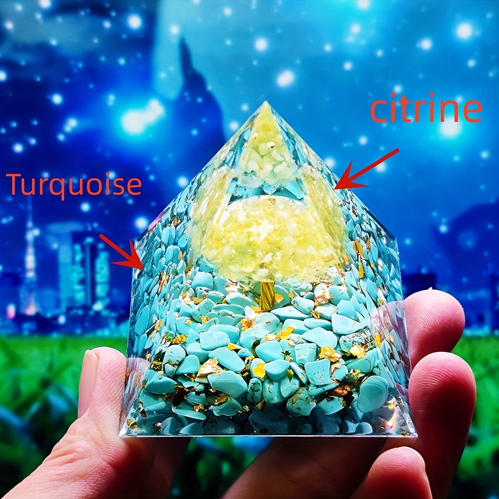 Lucky Stone Orgone Pyramid Chakra Energy Generator