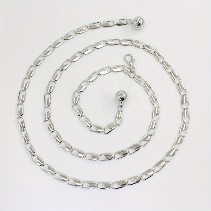 Geometric Hollow Waist Chain Stylish Metal Belt for Women