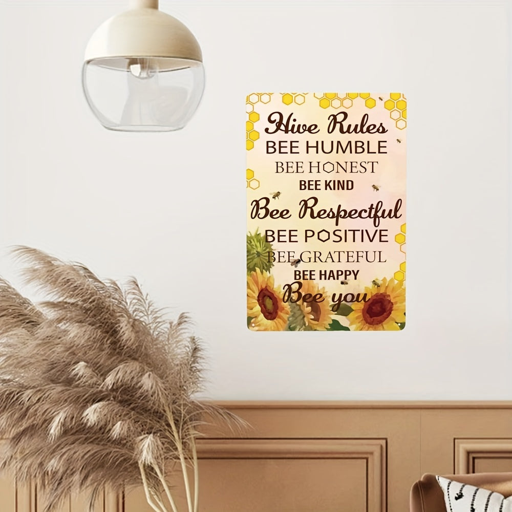 Sunflower Bee Kind Metal Tin Sign Wall Plaque