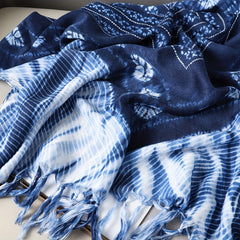 Vintage Tie Dye Tassel Scarf Boho Print Shawl Classic Windproof Head Wraps