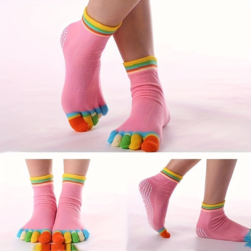 Five Toe Split Non Slip Silicone Grip Socks Yoga Workout Fitness