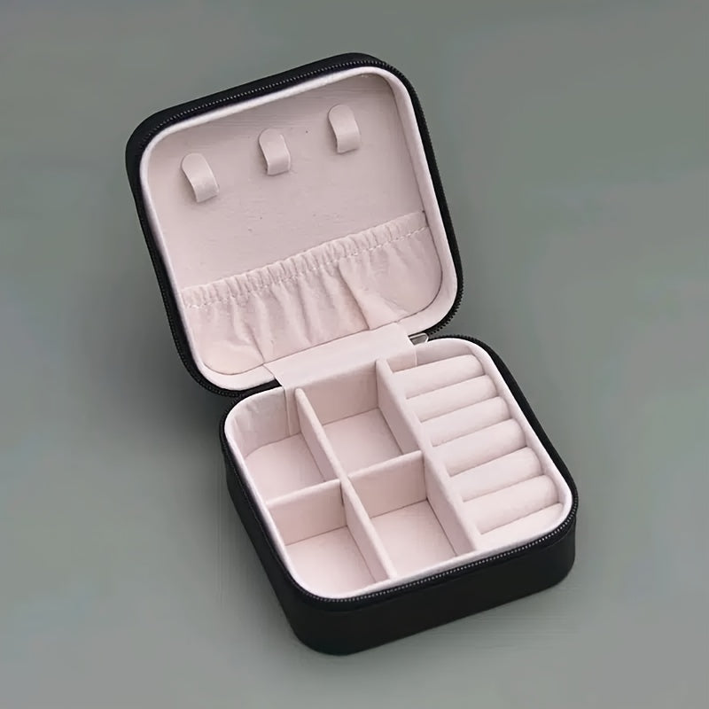 Portable Grid Jewelry Storage Box Necklaces Organizer Case