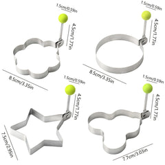5pcs Stainless Steel Heart-shaped Egg Maker Fried Egg Mold