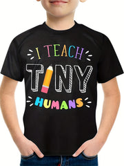 Kids 3D Print Casual T-shirt Boys Girls Letter Graffiti Graphic Tees